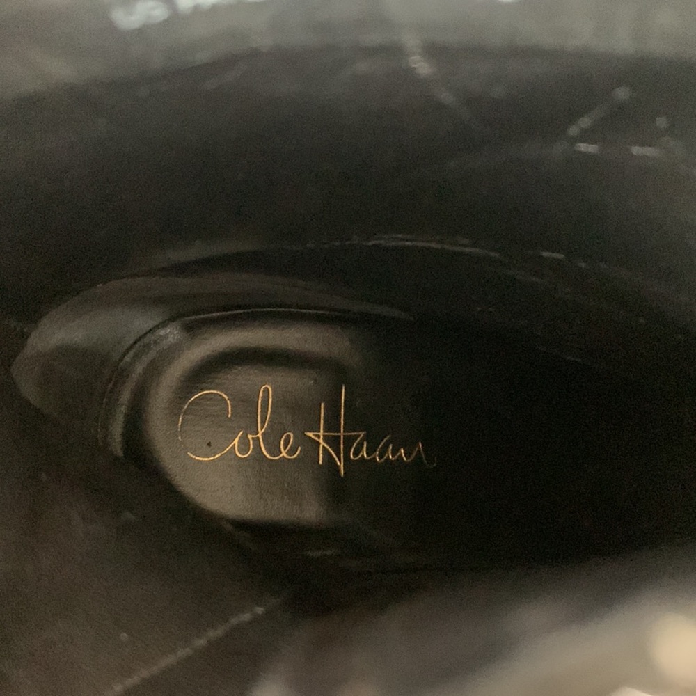 Cole Haan Boots black leather stiletto heel ankle booties boots Nike Air 8.5 - Picture 11 of 14
